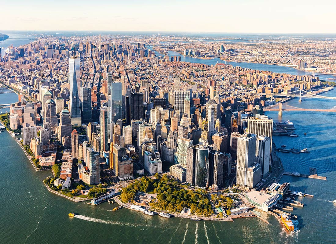 Contact - Aerial View of Lower Manhattan in New York City